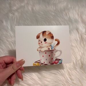 Cute Cat in Teacup Art Print Postcard